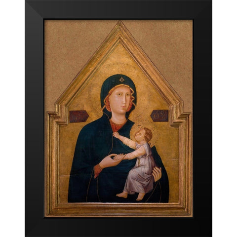 Madonna and Child Black Modern Wood Framed Art Print by Unknown 13th Century Italian Illuminator
