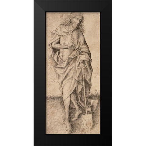 Christ as the Gardener Black Modern Wood Framed Art Print by Unknown 15th Century German Illuminator