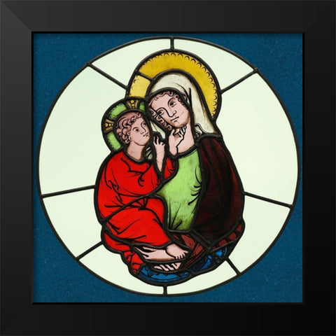 The Virgin and Child Black Modern Wood Framed Art Print by Unknown 14th Century Austrian Illuminator
