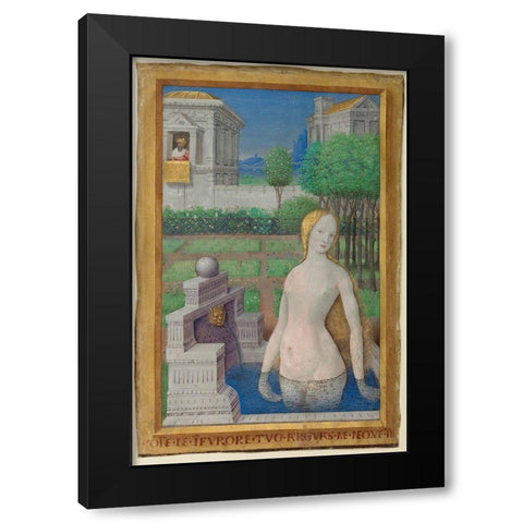 Bathsheba Bathing Black Modern Wood Framed Art Print by Bourdichon, Jean