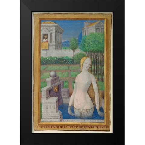 Bathsheba Bathing Black Modern Wood Framed Art Print by Bourdichon, Jean