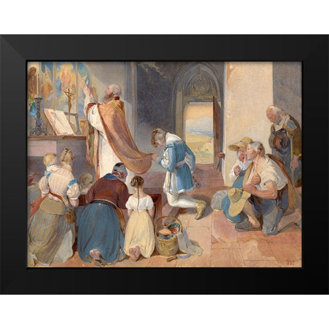 Fridolin Assists with the Holy Mass Black Modern Wood Framed Art Print by Fendi, Peter