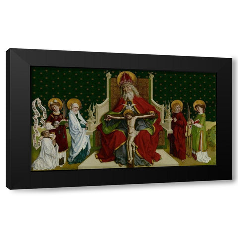 The Trinity with the Virgin, Saints John the Evangelist, Stephen and Lawrence and a Donor Black Modern Wood Framed Art Print with Double Matting by von Andlau, Peter Hemme