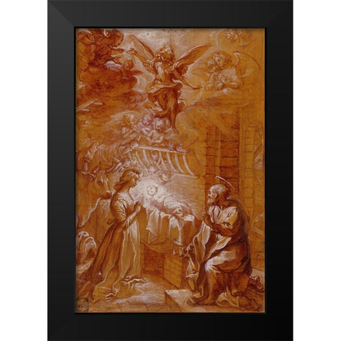 The Nativity Black Modern Wood Framed Art Print by Vanni, Francesco