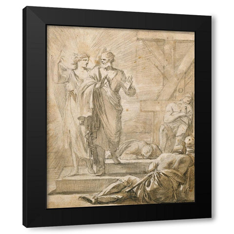 The Liberation of Saint Peter Black Modern Wood Framed Art Print by de La Hyre, Laurent