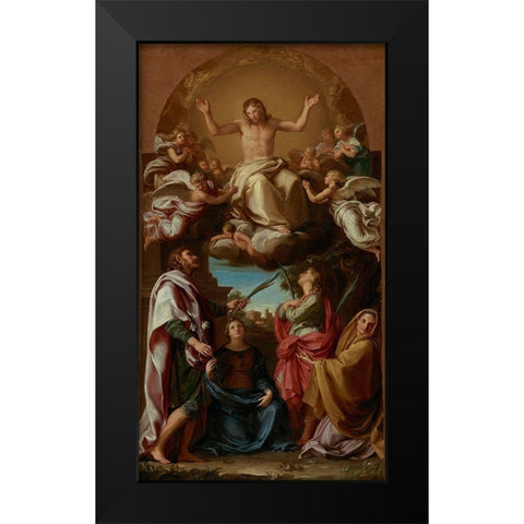 Christ in Glory with Saints Celsus, Julian, Marcionilla and Basilissa Black Modern Wood Framed Art Print by Batoni, Pompeo Girolamo