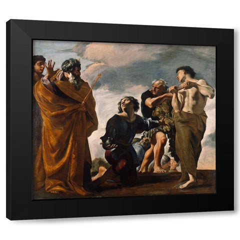 Moses and the Messengers from Canaan Black Modern Wood Framed Art Print by Lanfranco, Giovanni