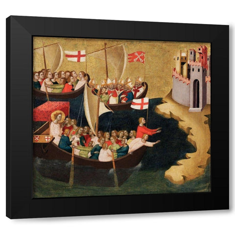 Arrival of Saint Ursula at Cologne Black Modern Wood Framed Art Print with Double Matting by Daddi, Bernardo