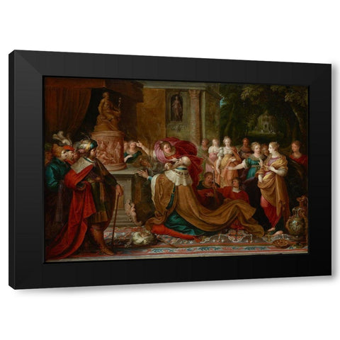 The Idolatry of Solomon Black Modern Wood Framed Art Print by Francken, Frans