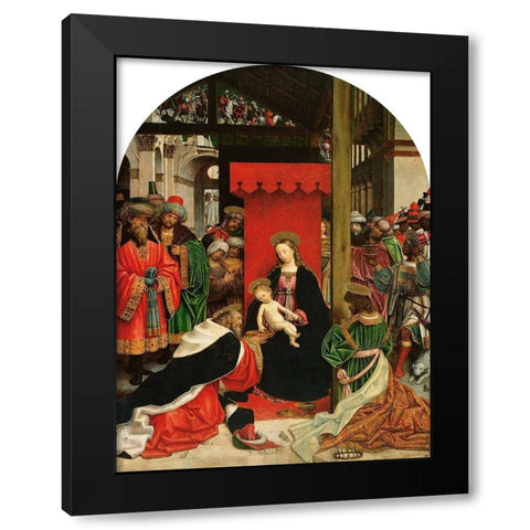 Adoration of the Magi Black Modern Wood Framed Art Print with Double Matting by Ferrari, Defendente