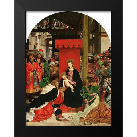 Adoration of the Magi Black Modern Wood Framed Art Print by Ferrari, Defendente