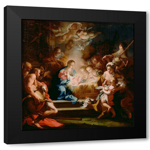 The Adoration of the Shepherds Black Modern Wood Framed Art Print with Double Matting by Conca, Sebastiano