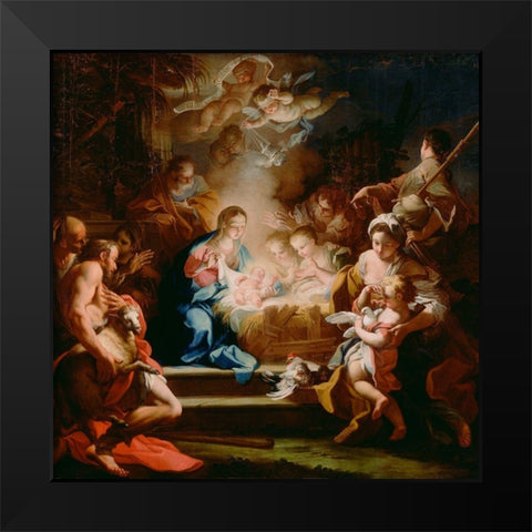 The Adoration of the Shepherds Black Modern Wood Framed Art Print by Conca, Sebastiano