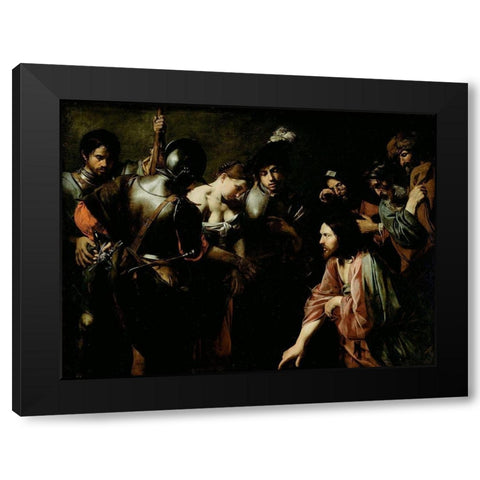 Christ and the Adulteress Black Modern Wood Framed Art Print by de Boulogne, Valentin