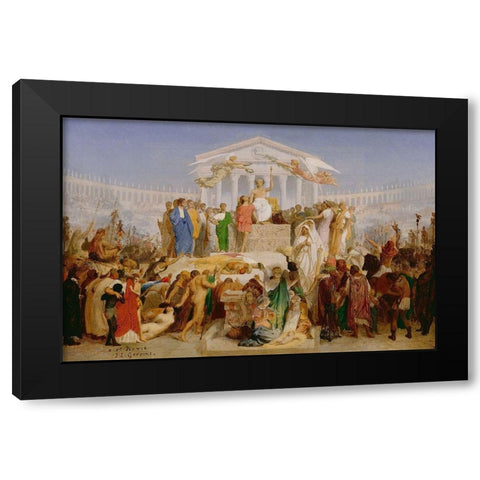 The Age of Augustus, the Birth of Christ Black Modern Wood Framed Art Print by Gerome, Jean-Leon