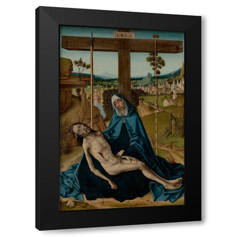 Pieta Black Modern Wood Framed Art Print by Gallego, Fernando