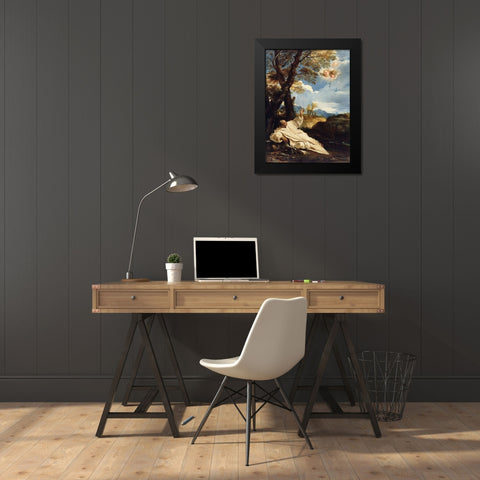 The Vision of Saint Bruno Black Modern Wood Framed Art Print by Mola, Pier Francesco