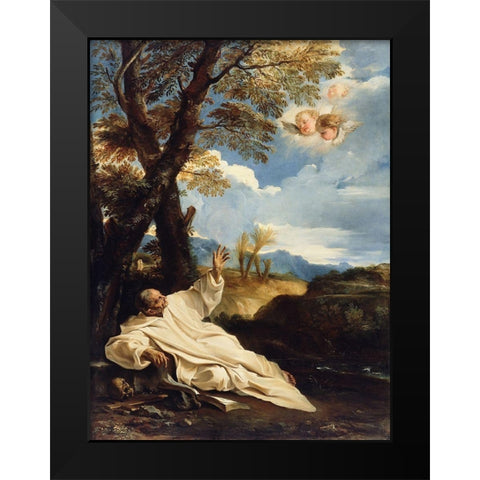 The Vision of Saint Bruno Black Modern Wood Framed Art Print by Mola, Pier Francesco