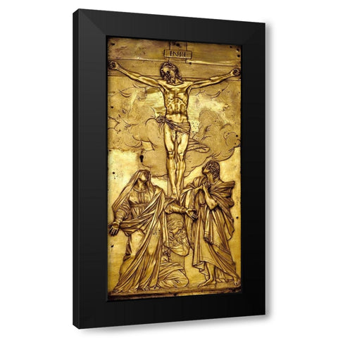 Tabernacle Door with the Crucifixion Black Modern Wood Framed Art Print with Double Matting by Mochi, Francesco