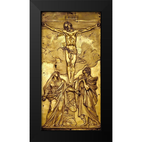 Tabernacle Door with the Crucifixion Black Modern Wood Framed Art Print by Mochi, Francesco