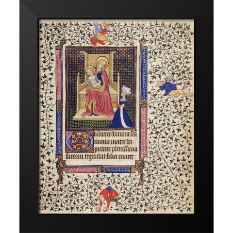 A Woman in Prayer before the Virgin and Child Black Modern Wood Framed Art Print by Unknown 15th Century Netherland Illuminator