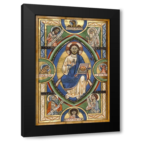 Christ in Majesty Black Modern Wood Framed Art Print with Double Matting by Unknown 12th Century Illuminator