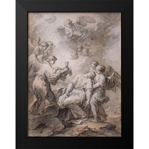 The Agony in the Garden Black Modern Wood Framed Art Print by Vanloo, Carle
