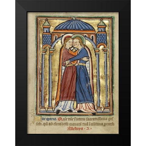 The Visitation Black Modern Wood Framed Art Print by Unknown 12th Century English Illuminator