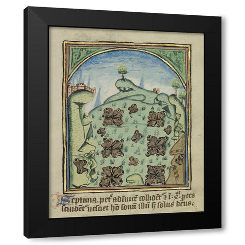 The Seventh Sign before the Day of Judgement Black Modern Wood Framed Art Print with Double Matting by Unknown 12th Century English Illuminator