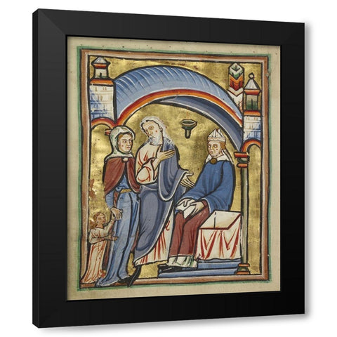 The Presentation of the Virgin in the Temple Black Modern Wood Framed Art Print by Unknown 12th Century English Illuminator