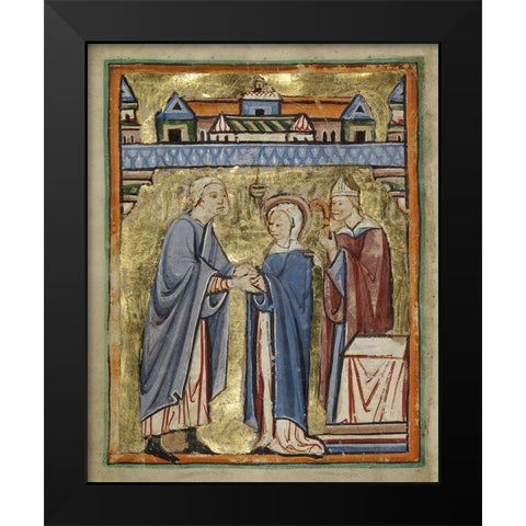 The Marriage of the Virgin Black Modern Wood Framed Art Print by Unknown 12th Century English Illuminator
