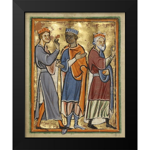 The Magi Approaching Herod Black Modern Wood Framed Art Print by Unknown 12th Century English Illuminator