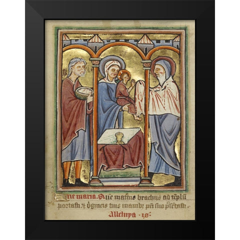 The Presentation in the Temple Black Modern Wood Framed Art Print by Unknown 12th Century English Illuminator
