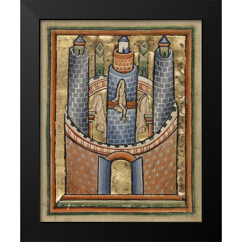 Egypt; The Fall of Pagan Idols Black Modern Wood Framed Art Print by Unknown 12th Century English Illuminator