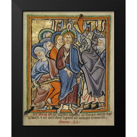 The Betrayal Black Modern Wood Framed Art Print by Unknown 12th Century English Illuminator