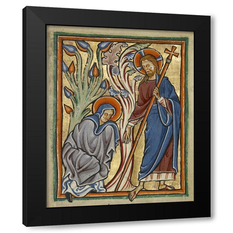 Noli me Tangere Black Modern Wood Framed Art Print with Double Matting by Unknown 12th Century English Illuminator