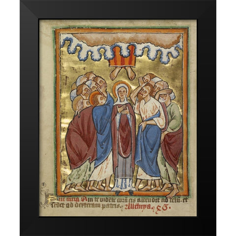 The Ascension Black Modern Wood Framed Art Print by Unknown 12th Century English Illuminator