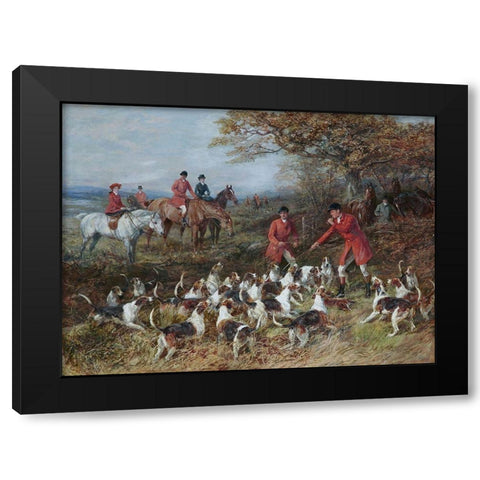 Hunters and Hounds Black Modern Wood Framed Art Print by Hardy, Heywood