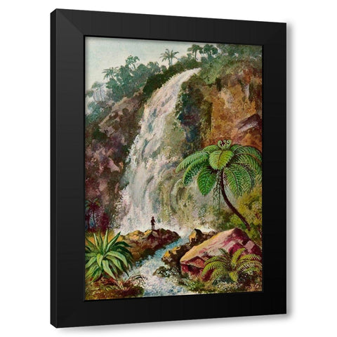 Wasserfall von Tjiburrum Am Vulkan Pangerango in Java Black Modern Wood Framed Art Print by Haeckel, Ernst