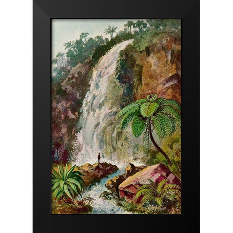 Wasserfall von Tjiburrum Am Vulkan Pangerango in Java Black Modern Wood Framed Art Print by Haeckel, Ernst