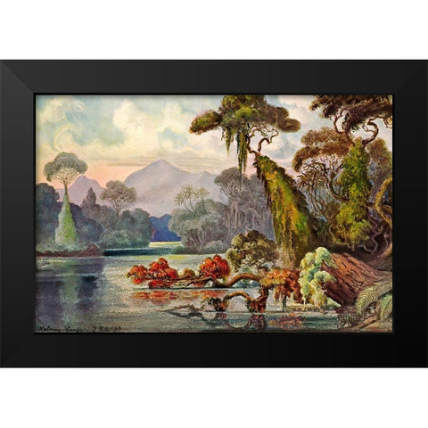 Urwald am Blauen FluÃŸ Kelany-Ganga, Ceylon Black Modern Wood Framed Art Print by Haeckel, Ernst