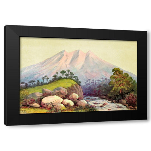 Vulkan Tandikat, Westkuste von Sumatra Black Modern Wood Framed Art Print by Haeckel, Ernst
