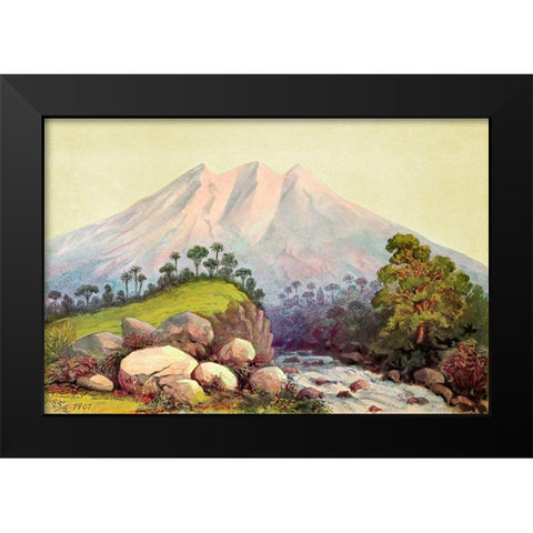 Vulkan Tandikat, Westkuste von Sumatra Black Modern Wood Framed Art Print by Haeckel, Ernst