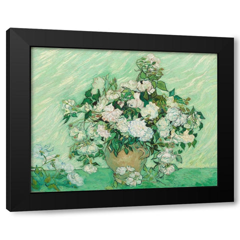 Roses, 1890 Black Modern Wood Framed Art Print with Double Matting by van Gogh, Vincent