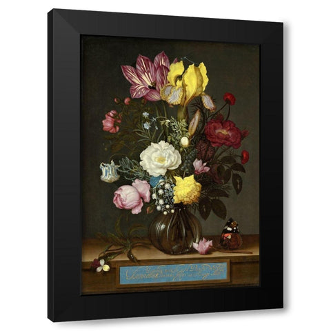 Bouquet of Flowers in a Glass Vase, 1621 Black Modern Wood Framed Art Print with Double Matting by Bosschaert, Ambrosius