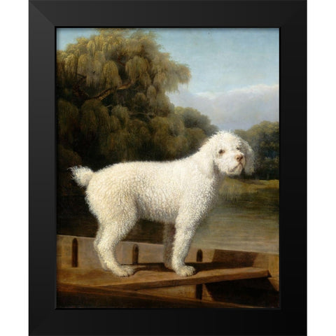 White Poodle in a Punt, c. 1780 Black Modern Wood Framed Art Print by Stubbs, George