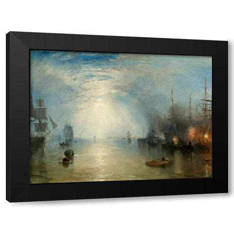Keelmen Heaving in Coals by Moonlight, 1835 Black Modern Wood Framed Art Print with Double Matting by Mallord, Joseph