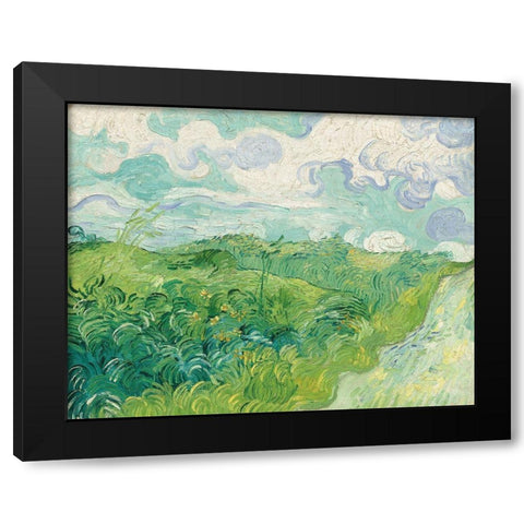 Green Wheat Fields, Auvers, 1890 Black Modern Wood Framed Art Print by van Gogh, Vincent