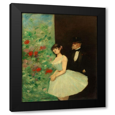 Behind the Scenes, c. 1880 Black Modern Wood Framed Art Print with Double Matting by Forain, Jean-Louis