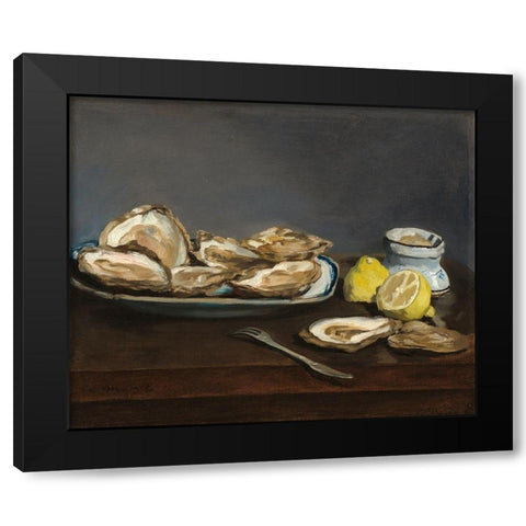 Oysters Black Modern Wood Framed Art Print by Manet, Edouard